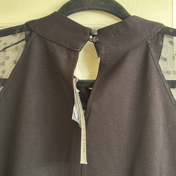 Love By Design Mixed Media Shift Dress with Mesh Dot Sleeves black NWT Size 4X - Picture 3 of 7